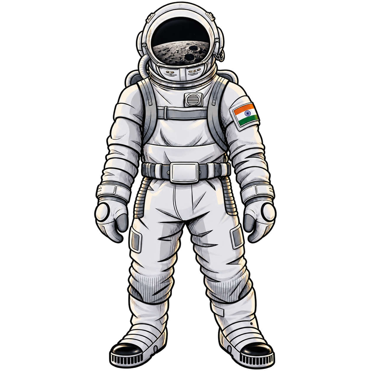 Astronaut drifting beside the celestial disc